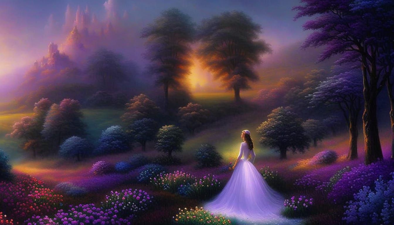 Beautiful Fantasy Flower Field ethereal fantasy hyperdetailed mist ...