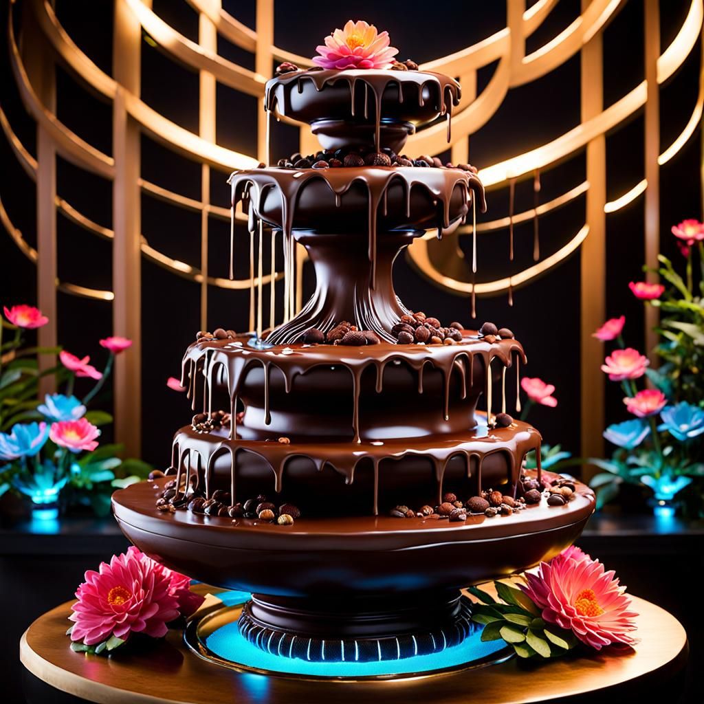 Chocolate Fountain Cake AI Generated Artwork NightCafe Creator