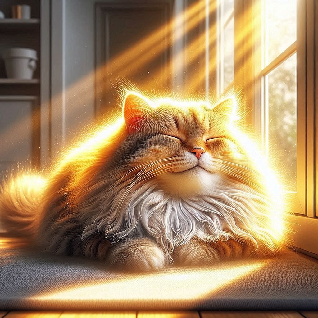 Cat grilling in the sun