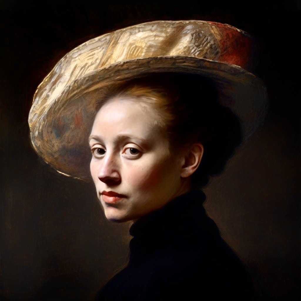 Painted figure of a woman in classical style