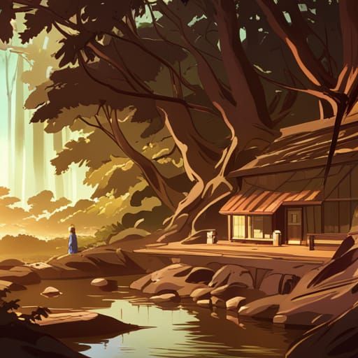 A small hut by the lake
