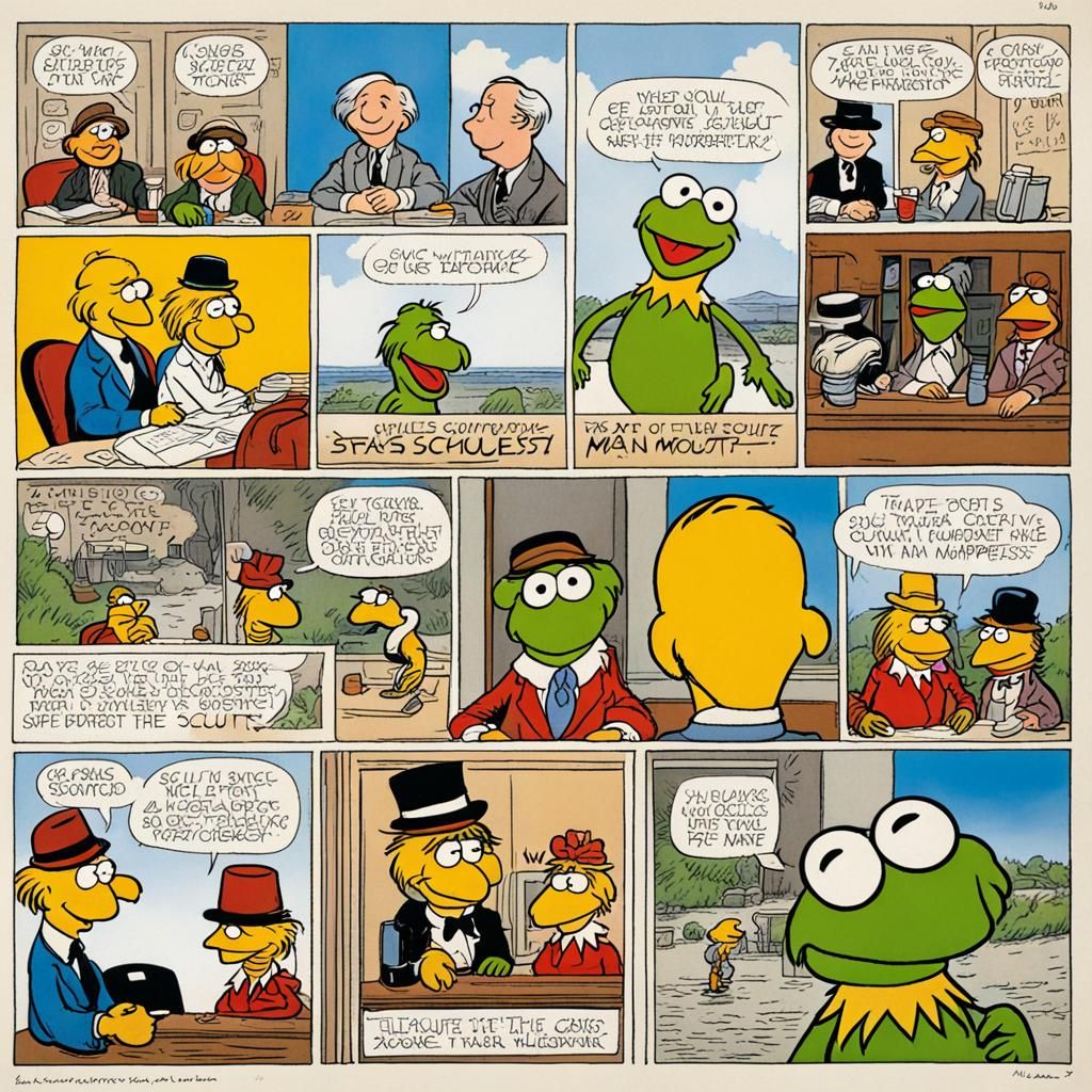 a portrait of a man, by Charles M. Schulz and The Muppets