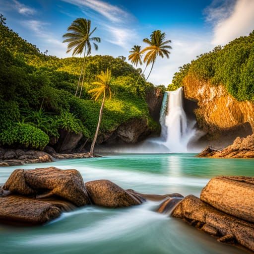 Idyllic island paradise cinematic 4D