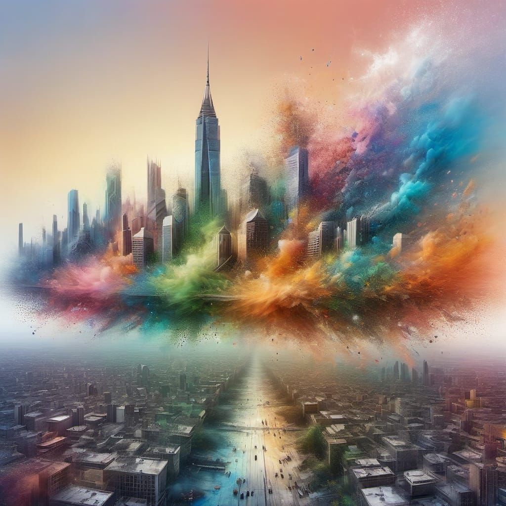 Dissolving City Skyline