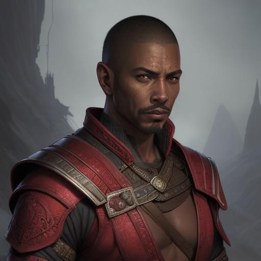 Redguard male; WIP elder scrolls redguard, portrait - AI Generated ...