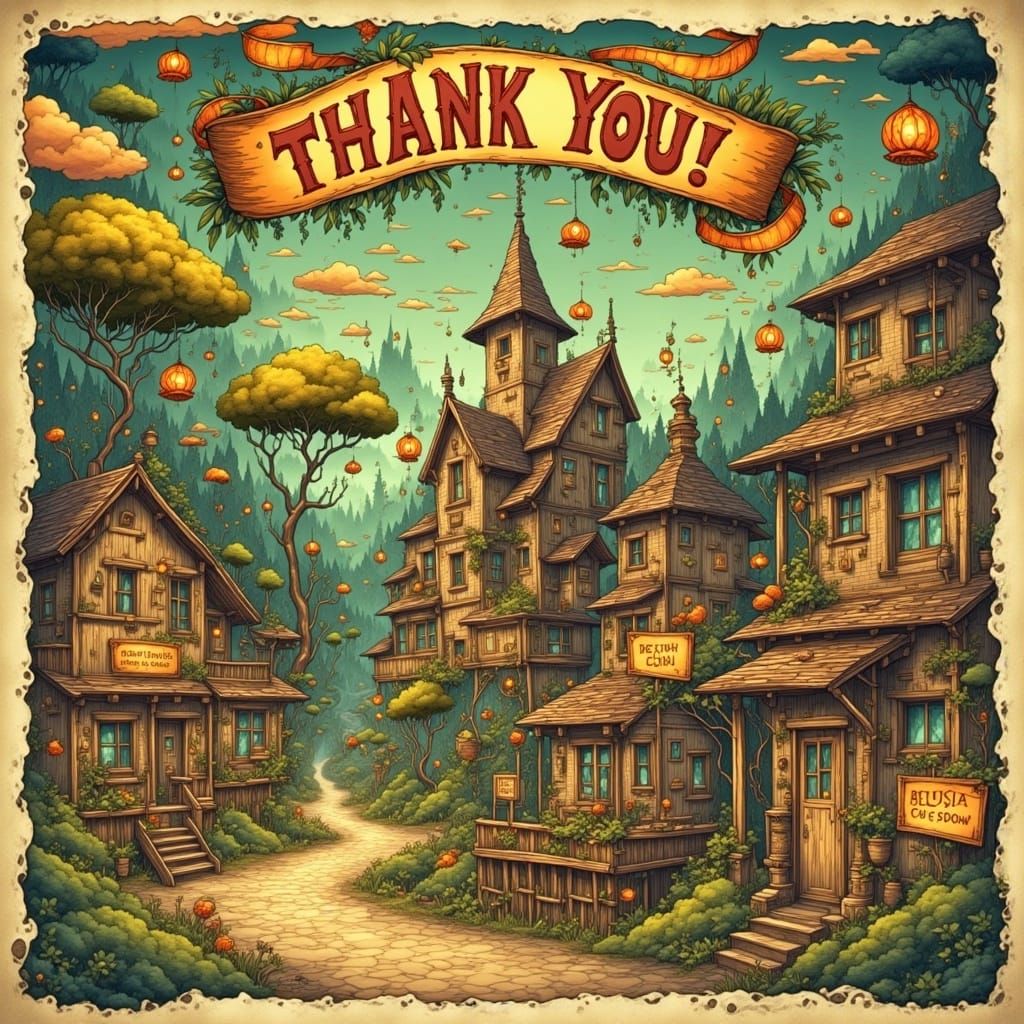 <lora:SybilThorn-FluxLORA5:1.0>a poster that says "Thank you...