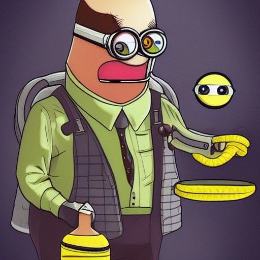 suburban white dad eating pickles on moon strange MINION ban...