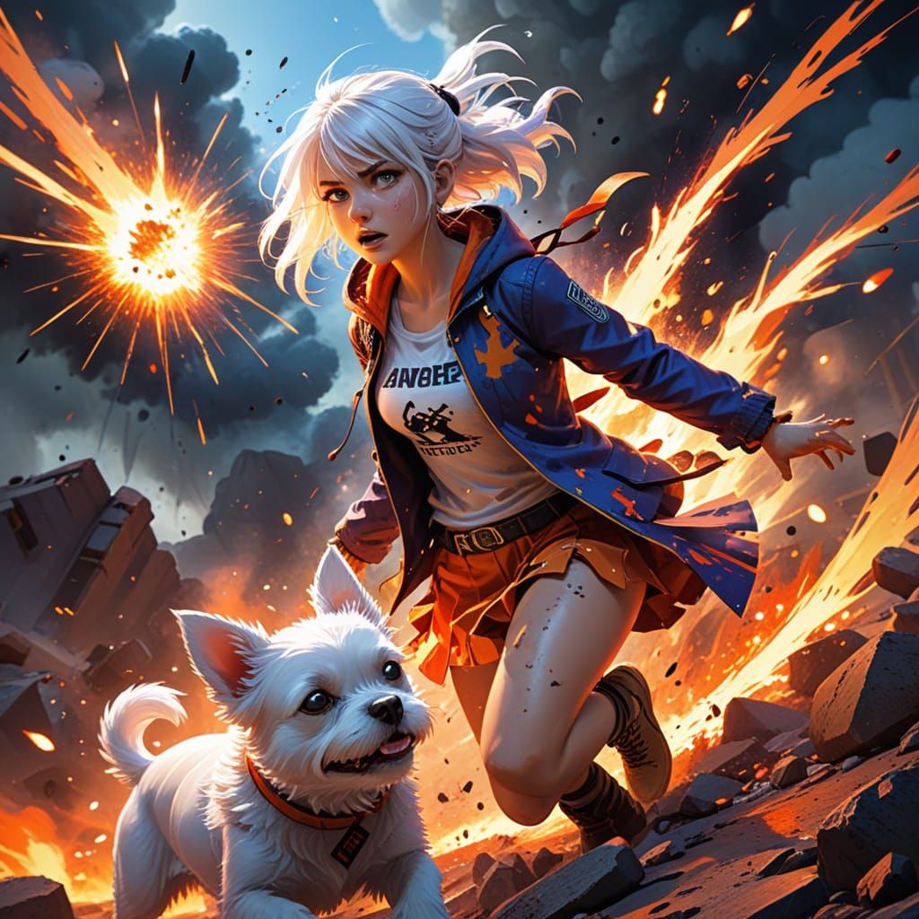 Oh no, oh no, a meteor's coming! Run! And the dog too, hurry up!!  by @Seeker of miniature beauty