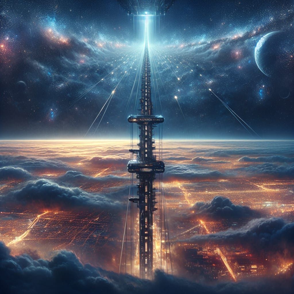 ride a space elevator to the moon Epic cinematic brilliant s...