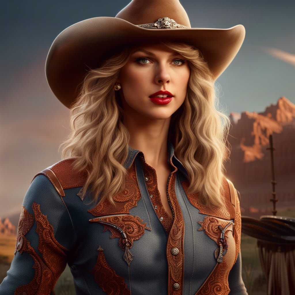 Detailed Photorealistic Portrait Of Taylor Swift As Cowgirl Ai