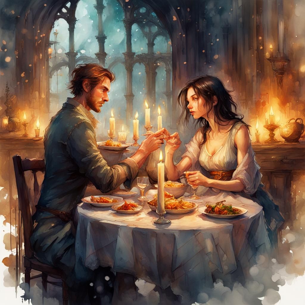 Candle lit dinner for two   by @HarrietM