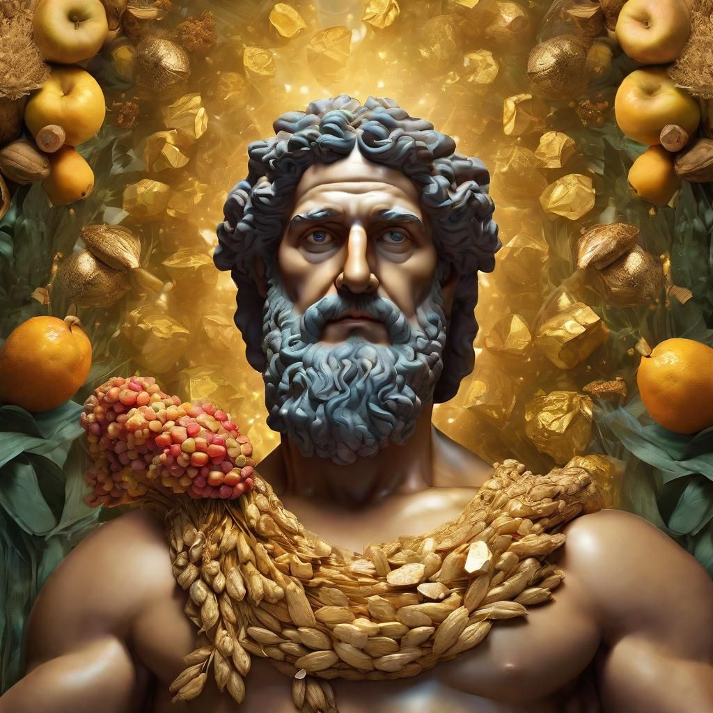 The God of Wealth Plutus - Greek god holding a cornucopia full of gold ...