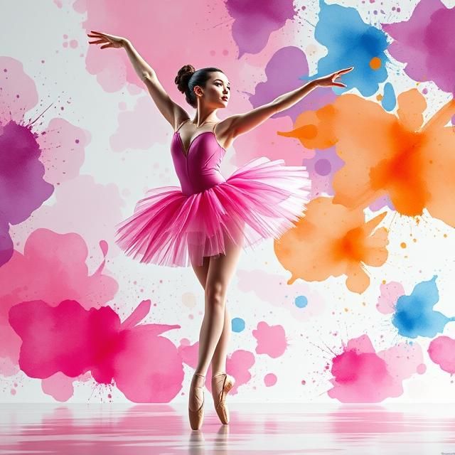 Digital illustration of a female ballet dancer in a dynamic ...