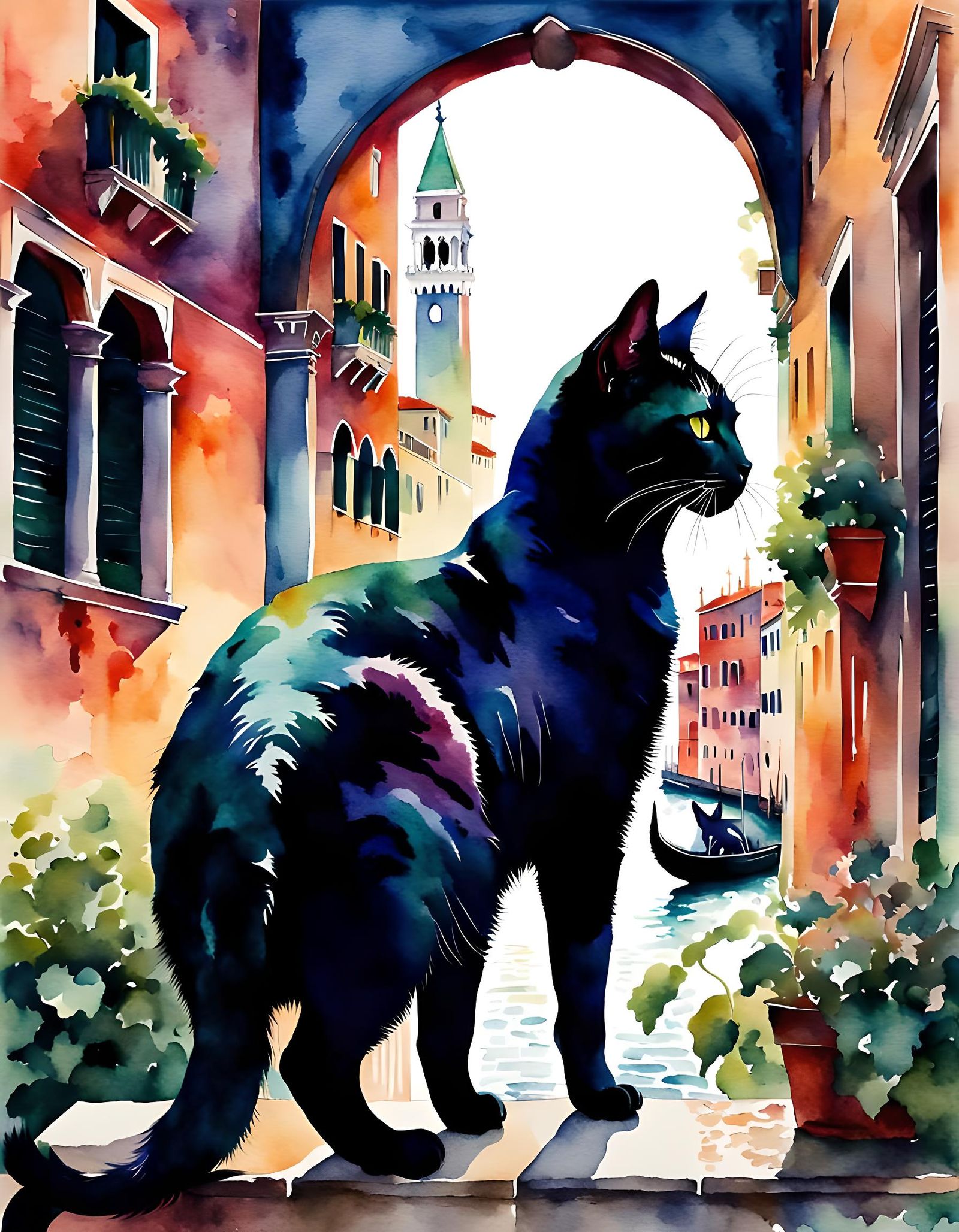 Venetian architecture and cat