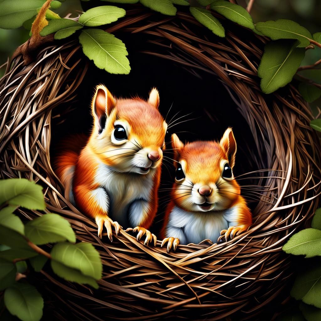 squirrels in their dreys nest AI Generated Artwork NightCafe Creator