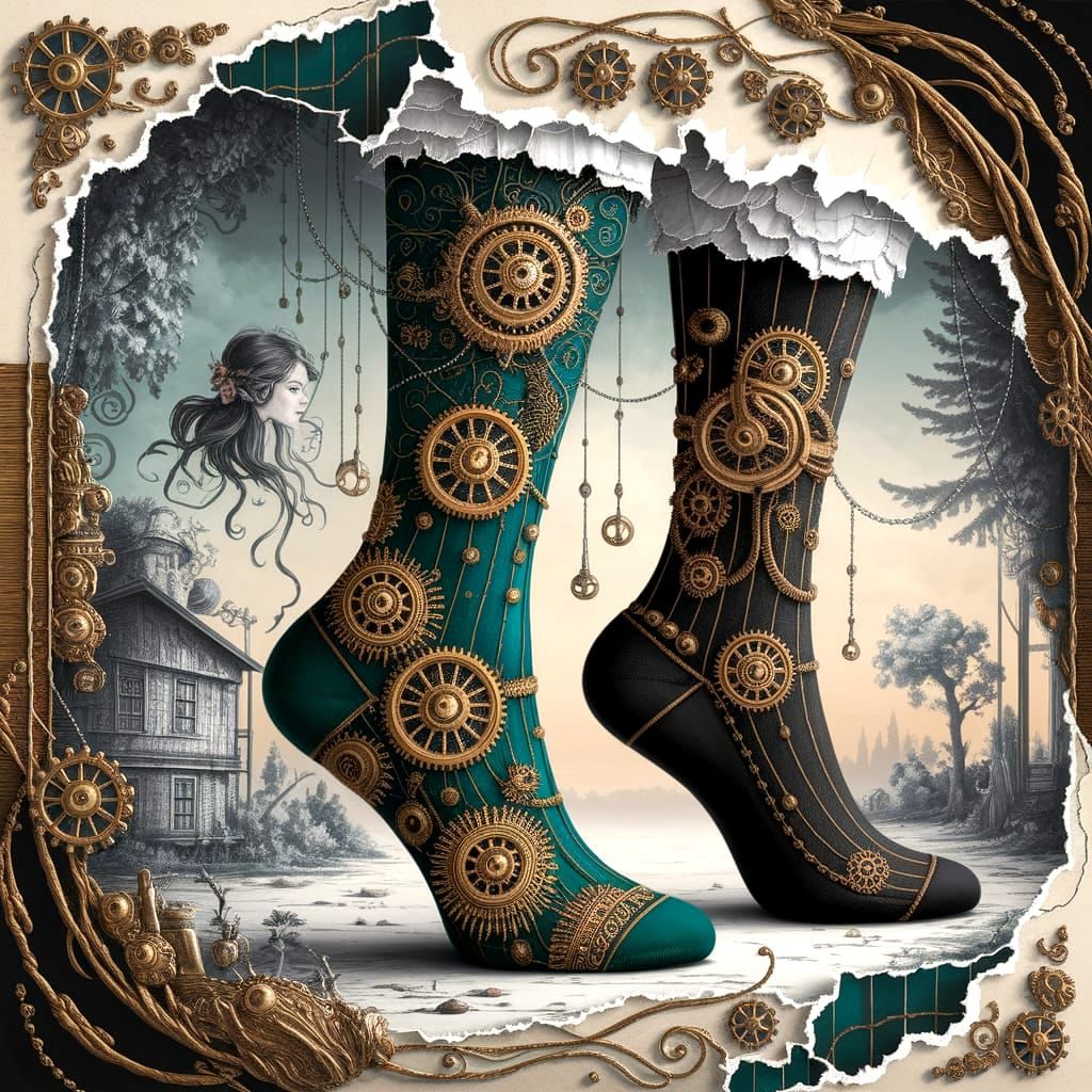 Steampunk socks  by @Sarati
