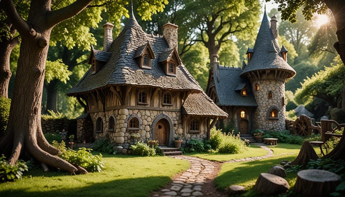 stone and wood houses