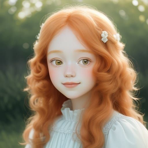 Dreamy Digital Painting of a Ginger-Haired Girl