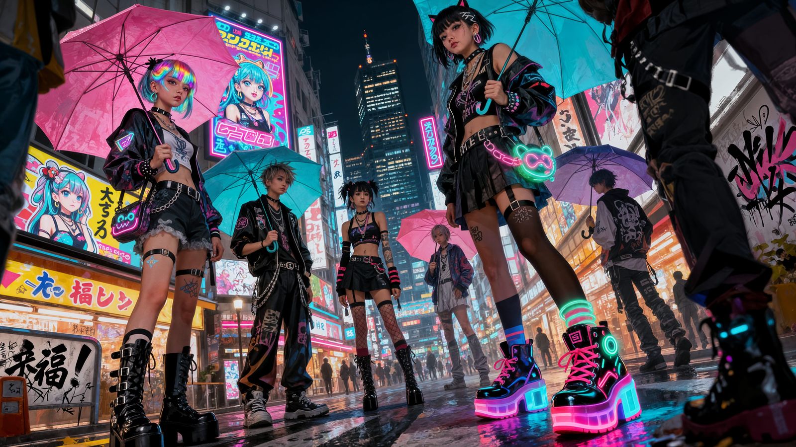 Harajuku Street Style: Youthful Fashion with Cyberpunk & Kaw...