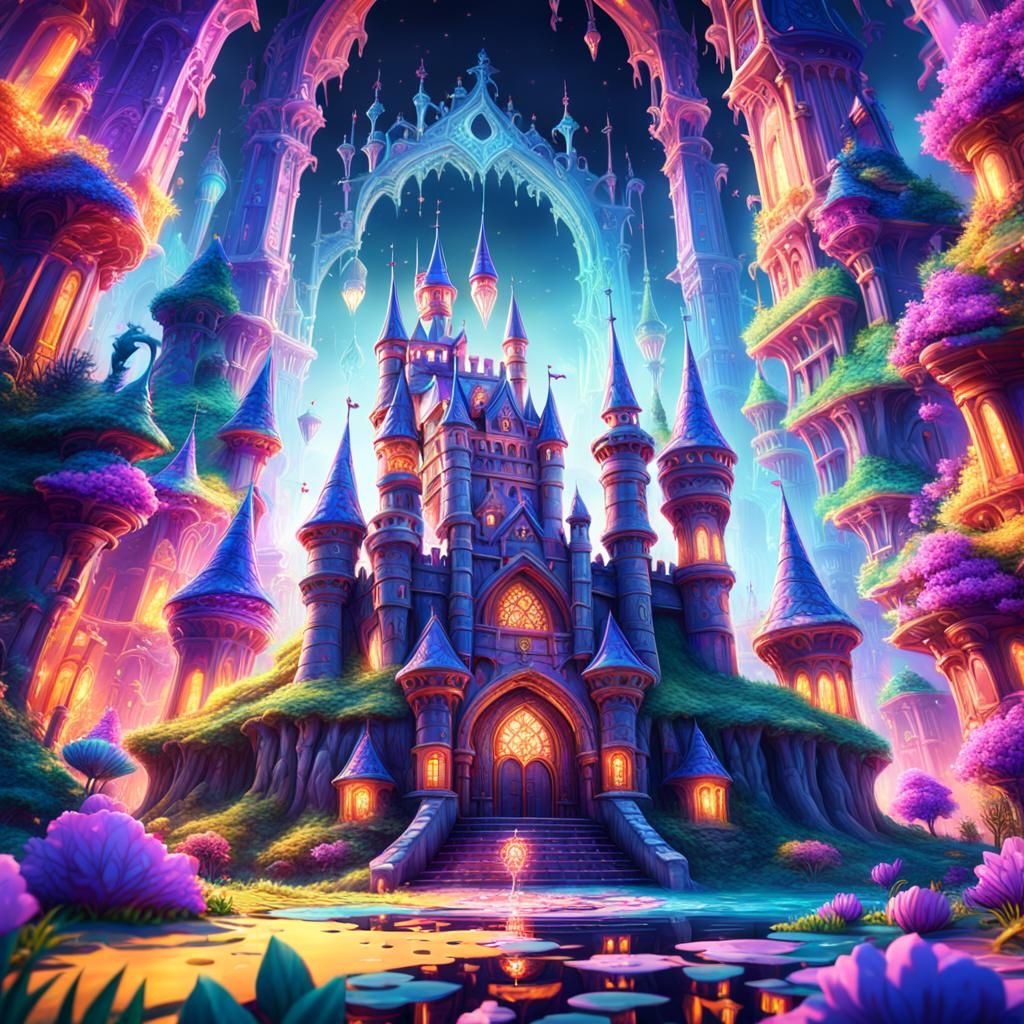 Psychedelic fantasy castle