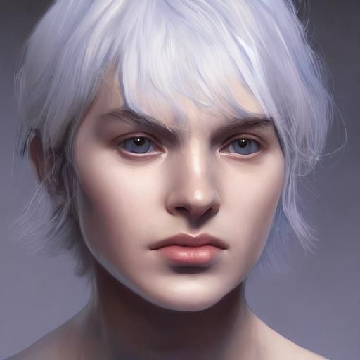 willowy, pale androgynous person with silver hair and eyes - AI ...