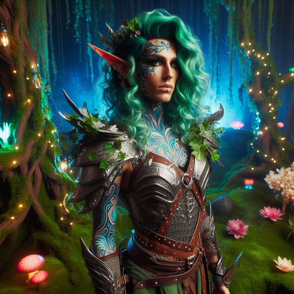 Sass'ra Greenstorm: Flamboyant Elf Warrior