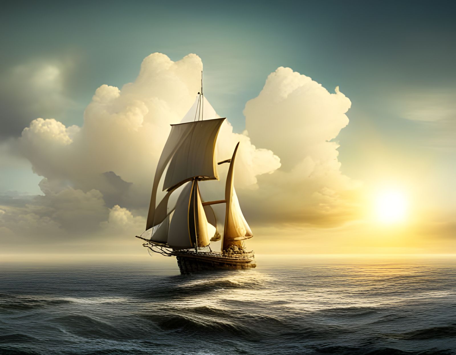 sailboat on the high seas Epic cinematic brilliant stunning ...