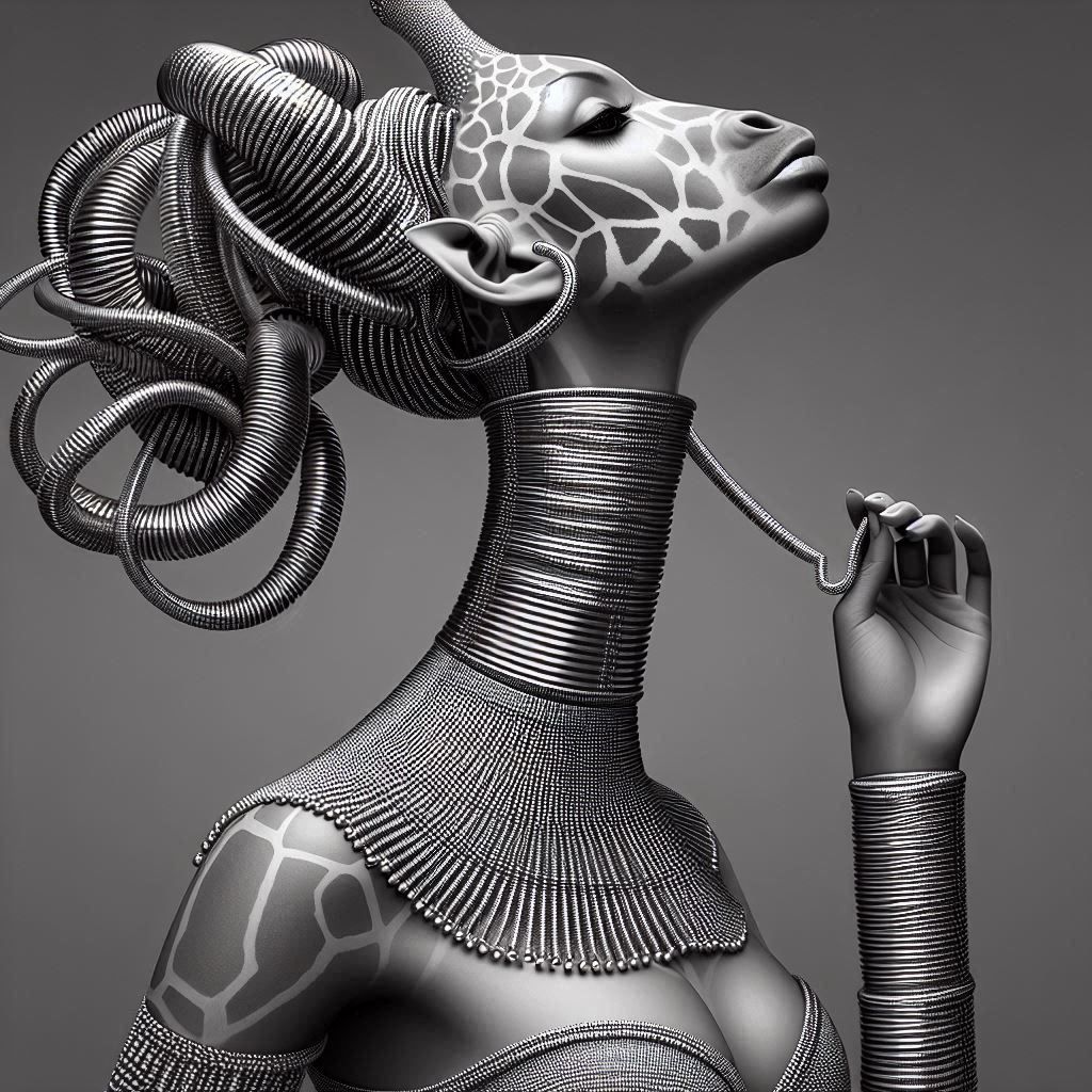 Giraffe Woman Wearing a Dzilla   by @jeanne