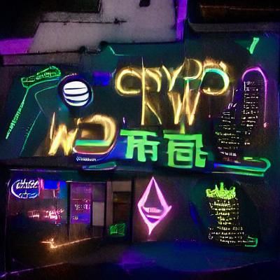 Crypto world glowing neon