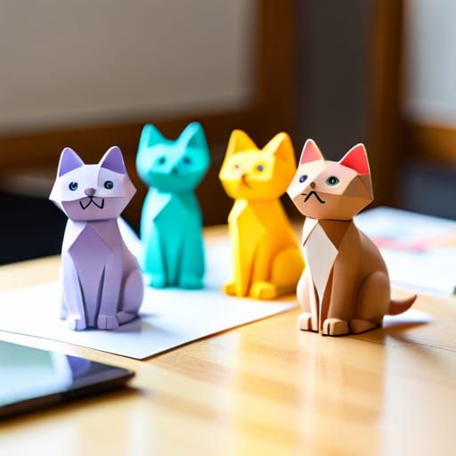 Origami Cat Friends - AI Generated Artwork - NightCafe Creator