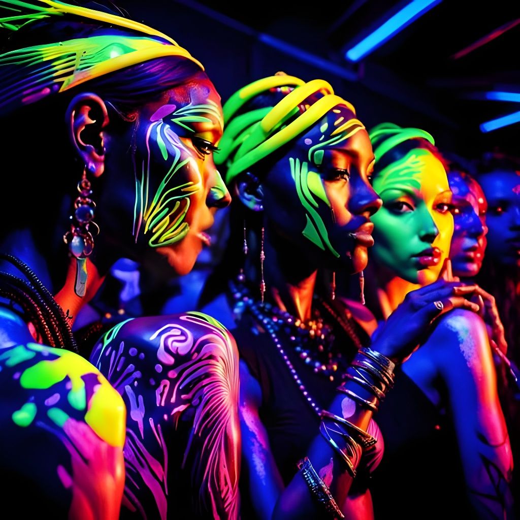 Ibiza Club dancers, glowing in Ultraviolet light  by @Phaedrus