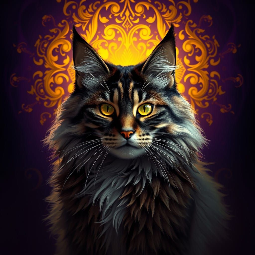 maincoon, bright eyes  by @FluffyGlowfish