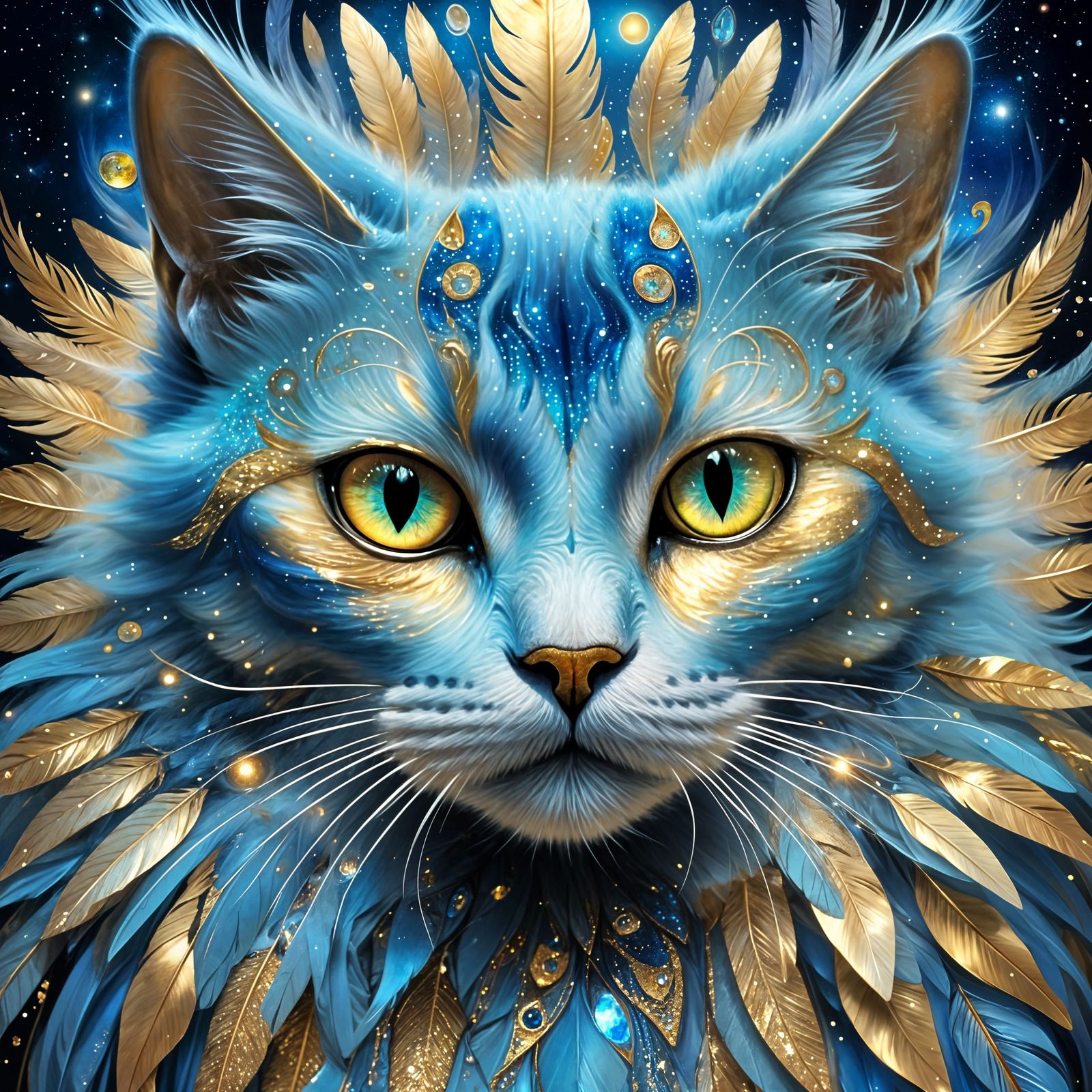 Cat in Feather Costume  by @Melanie Rhoades 