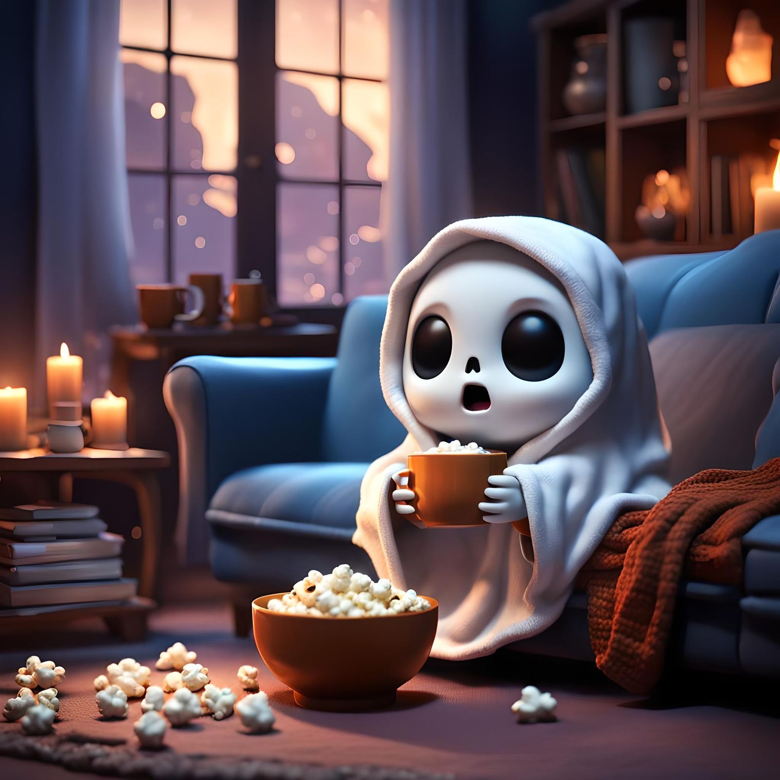 Watching Scary Movies  by @Valkyrja