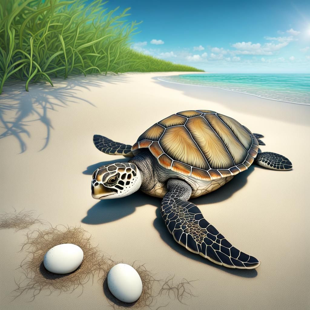 Tortoise after hatching - AI Generated Artwork - NightCafe Creator