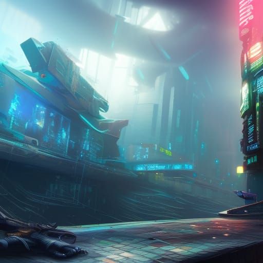 Cyberpunk Axolotl Matte Painting in 8K