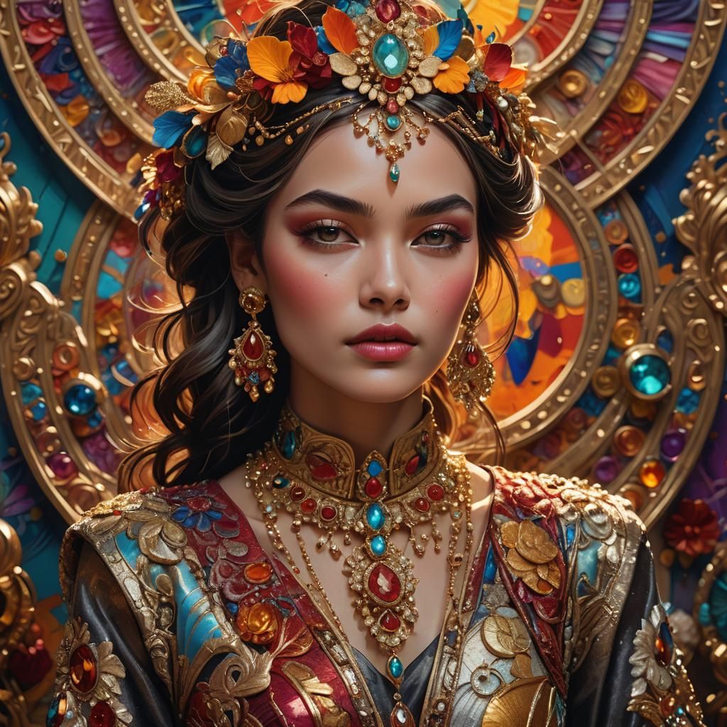 Luxurious Woman in Splash Art Style