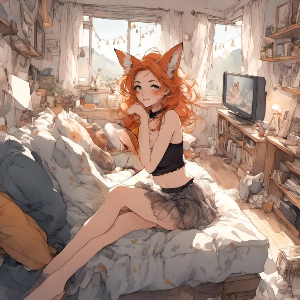 Adorable Fox-girl VIXEN "W-w-hy are you in my room? I'm in m...