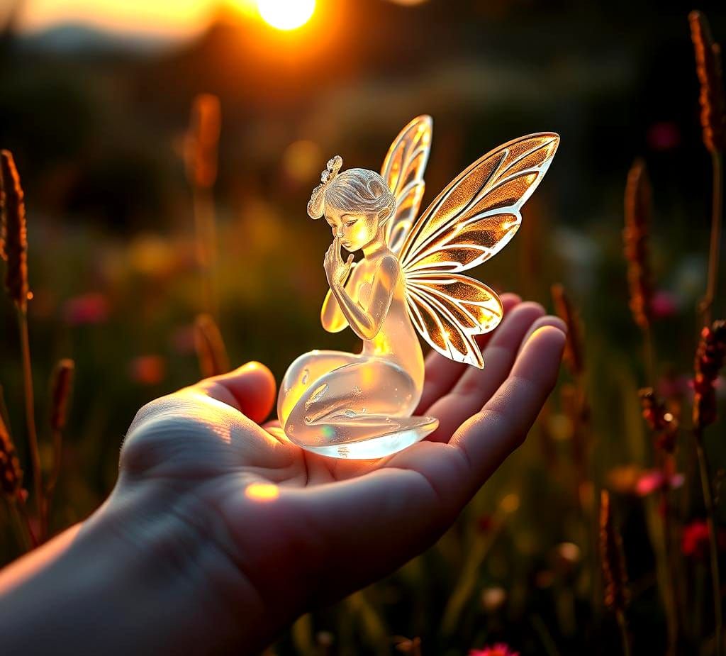 fairy glass sculpture in a person's hand  by @dizzy