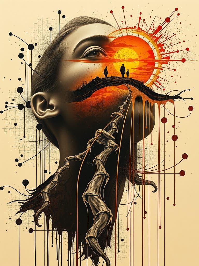 Mindscapes in Sepia: Surrealist Portraits of Inner Pathways