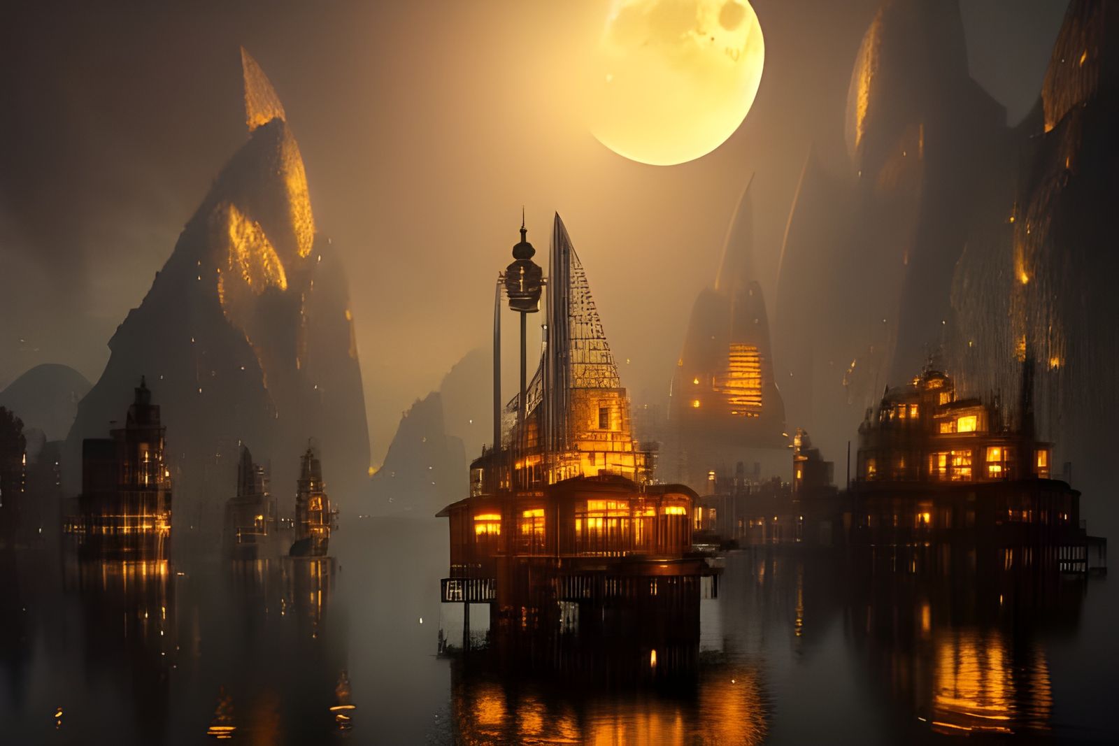 Floating steampunk city