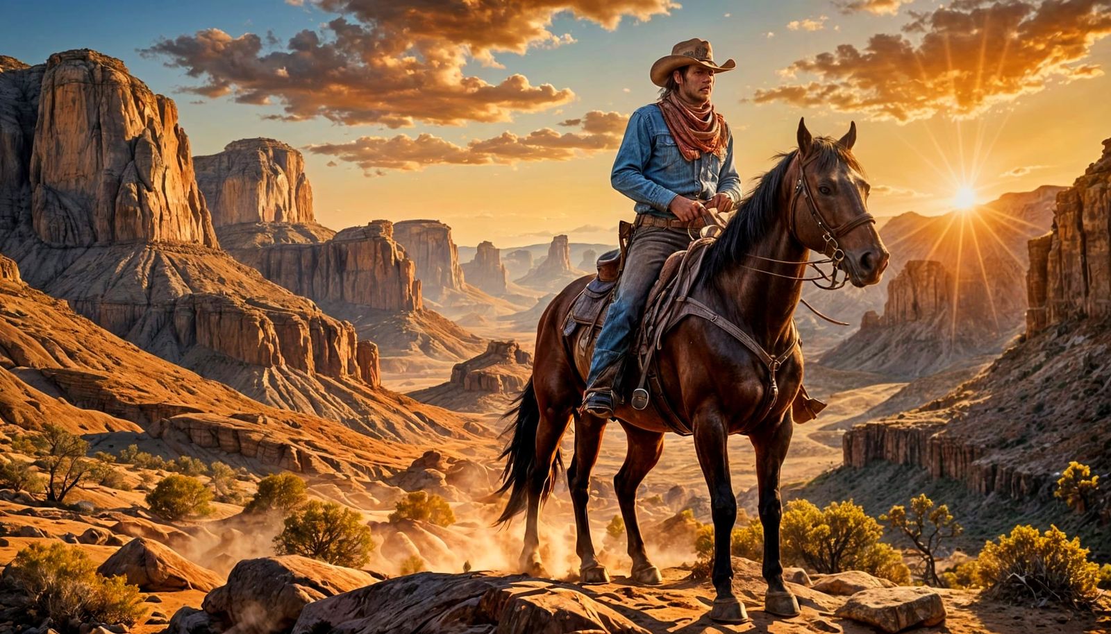 Cowboy, Emojis, and Horse: A Whimsical AI Creation