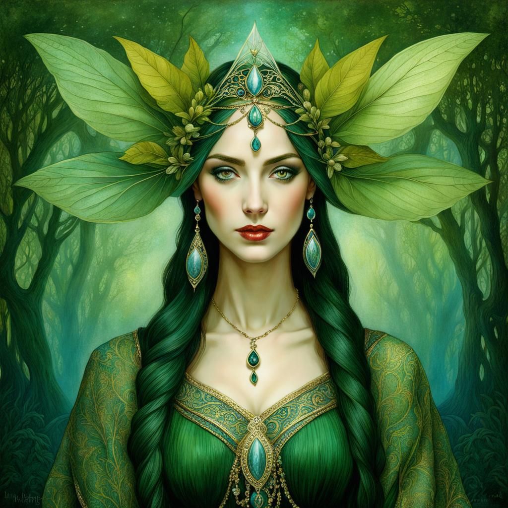 Green Elf Maiden - Ai Generated Artwork - Nightcafe Creator