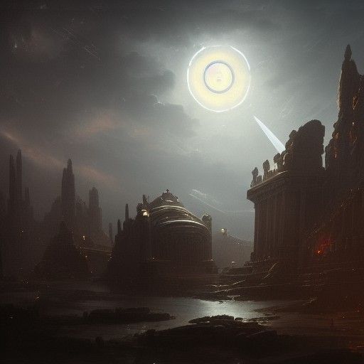 Ancient Romans looking up at space ships a masterpiece, 8k r...