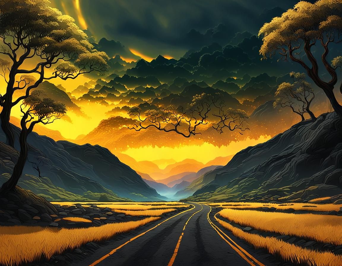 An yellow sunset