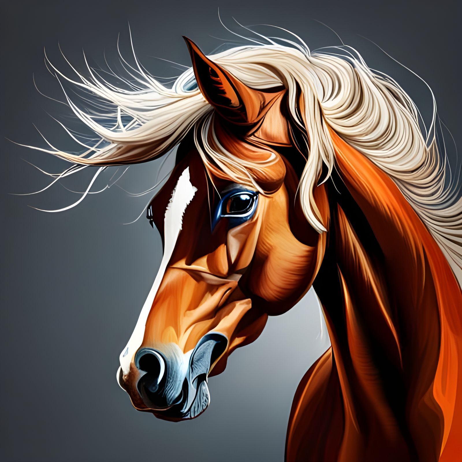 Arabian horse portrait, ink drawing AI Generated Artwork NightCafe