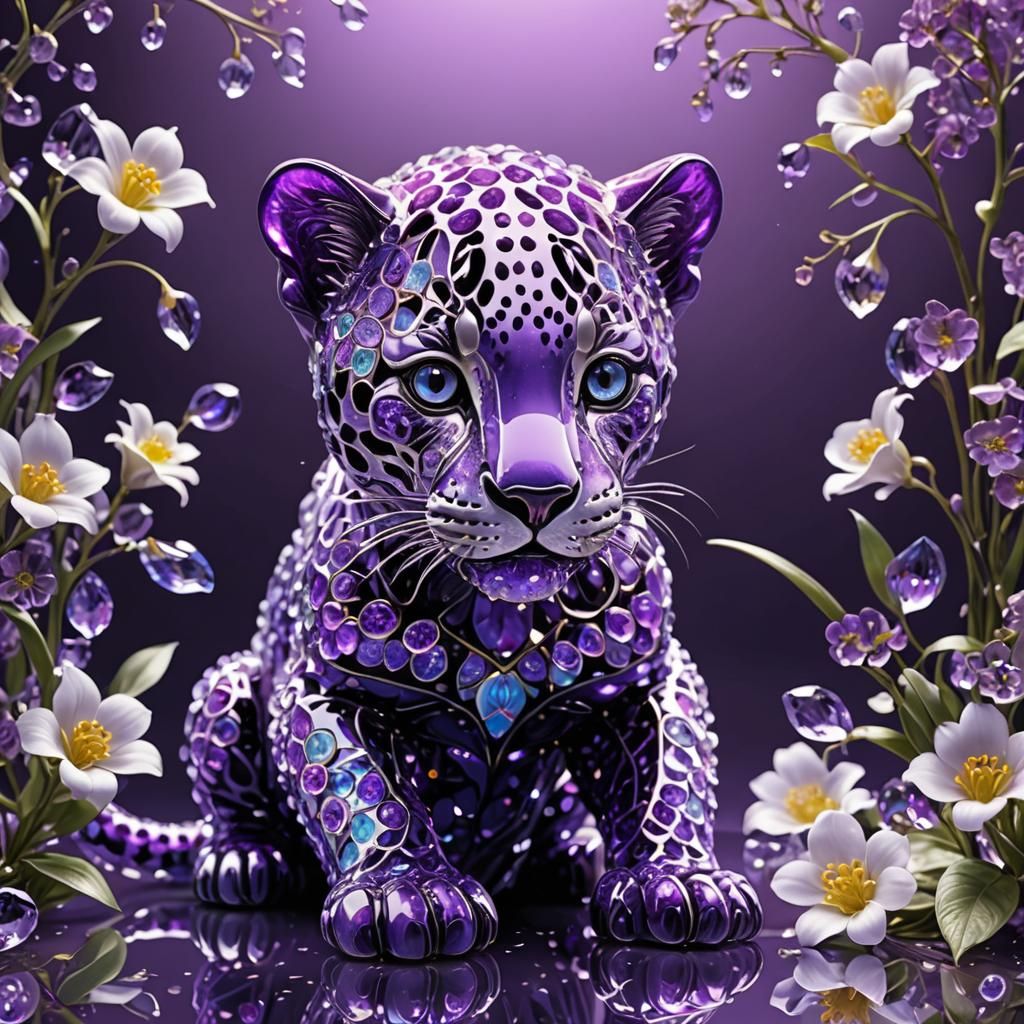 Glass sculpture jaguar