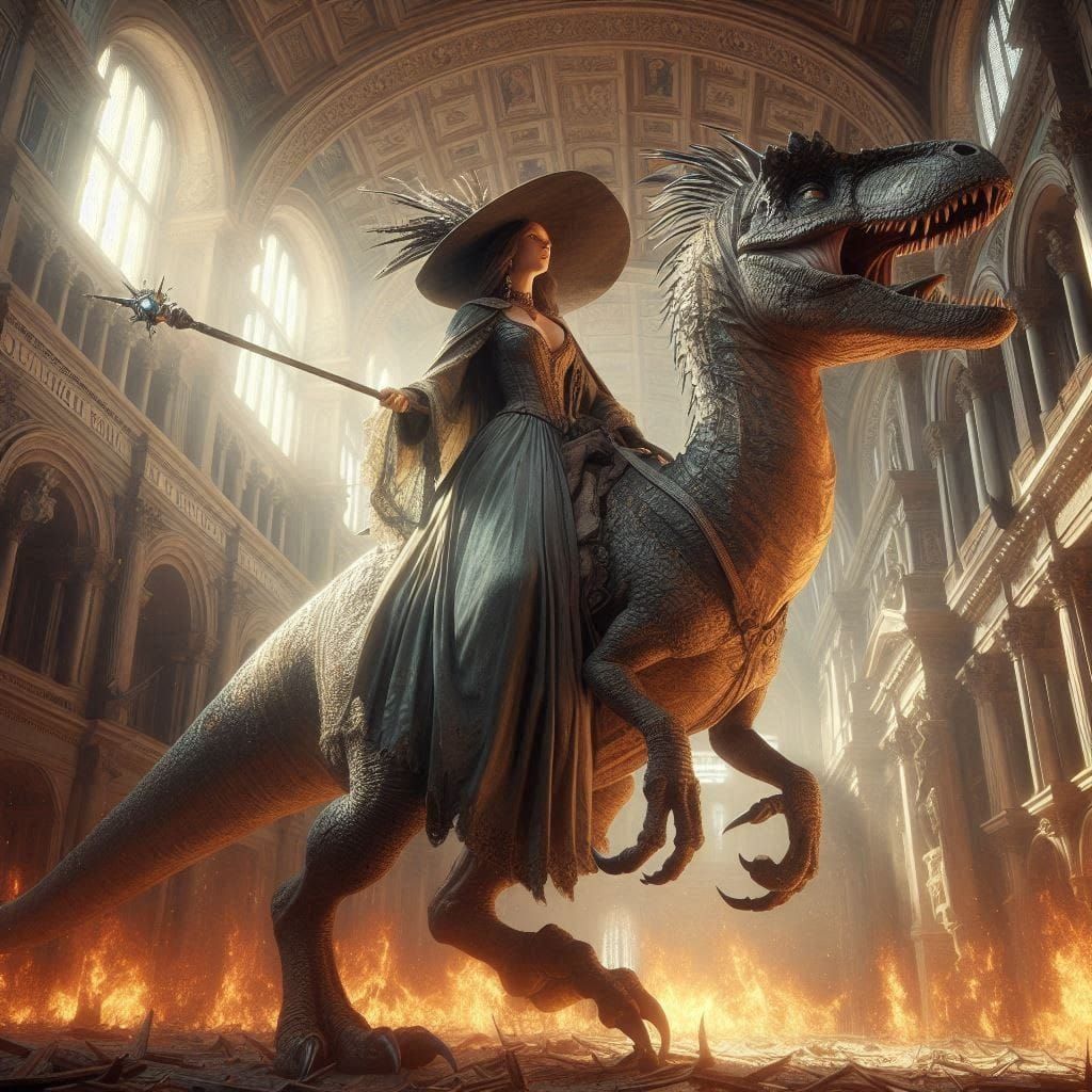 Witch riding a Raptor