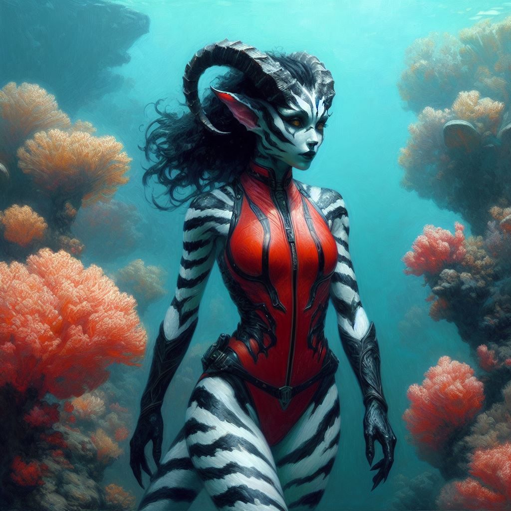 Aquatic Striped Tiefling