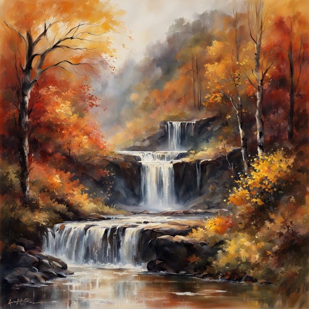 Waterfall in autumn   by @Somei